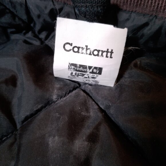 Carhartt Jacket Men 2X Black Canvas Barn Chore Corduroy Collar Hooded Work USA - Picture 6 of 16